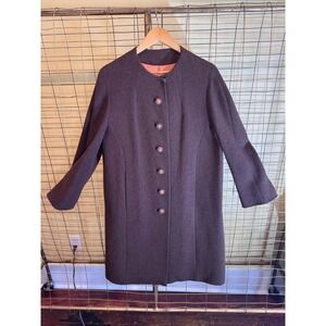 VTG 60s Presentation Brown Wool Boucle Cocoon Coat Size Medium‎